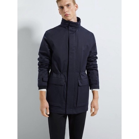 Hardly worn Zara Men’s Wool Blend 2 in One Parka Jacket Navy Blue M - Picture 3 of 14